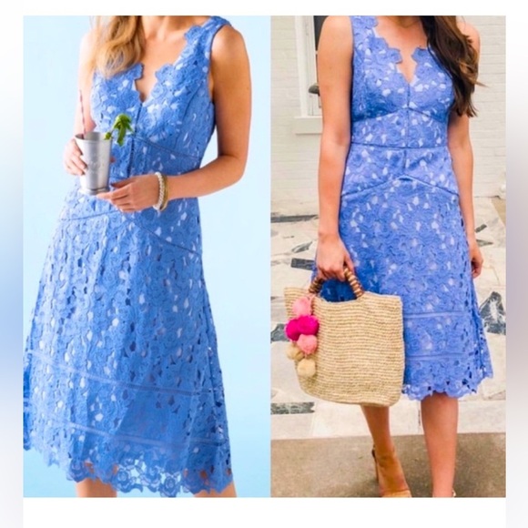 Vineyard Vines 144th Kentucky Derby Periwinkle Blue Lace eyelet Dress size 6 - Picture 1 of 8